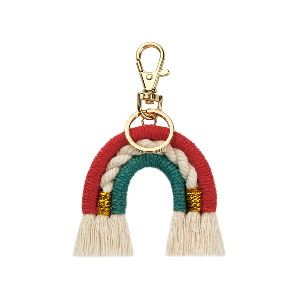 Wholesale rainbow personalized hand woven KeyChain Pendant